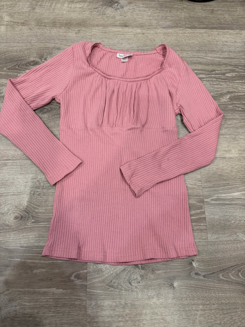 Cato Dusty Pink Ribbed Long-Sleeve Top
